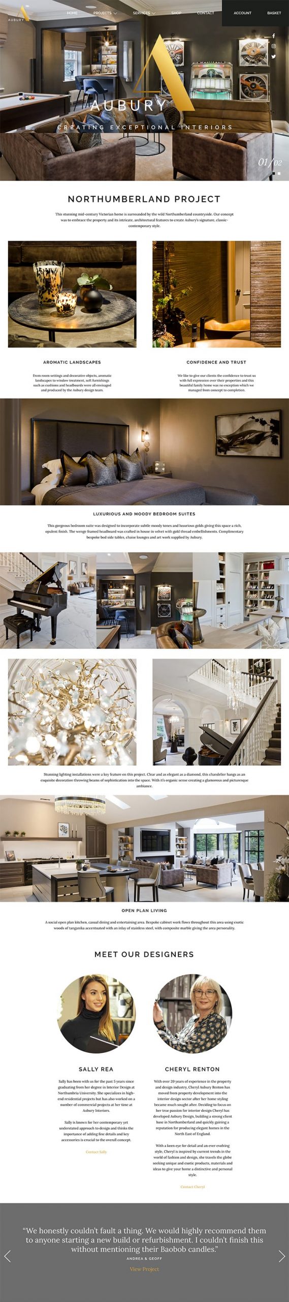 Aubury Interiors bespoke Web Development on WordPress, WooCommerce