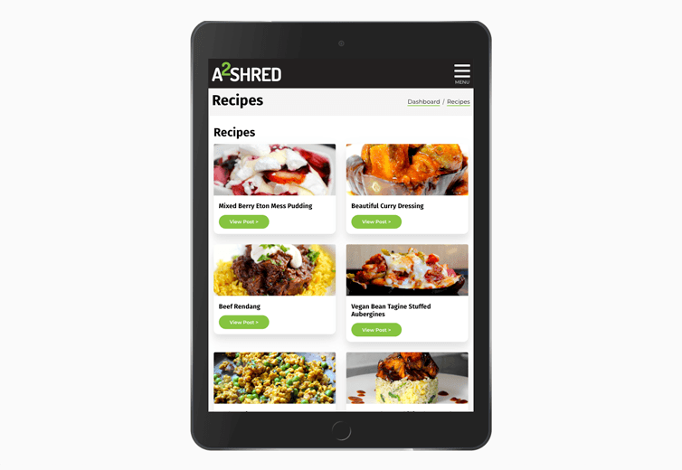 A2Shred, custom Web Design and Development using Laravel PHP