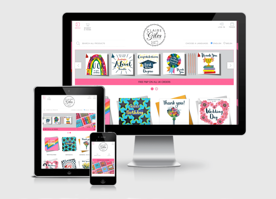 Claire Giles Cards - Responsive Shopify custom web design ecommerce store