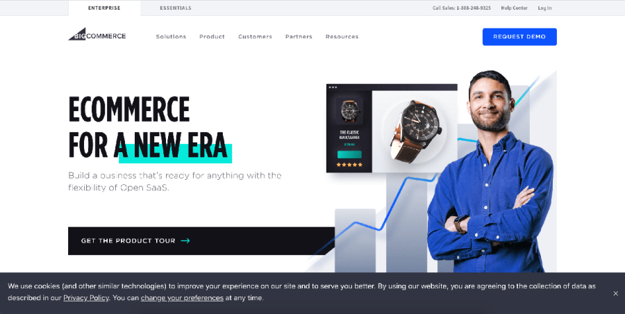 The website homepage for BigCommerce