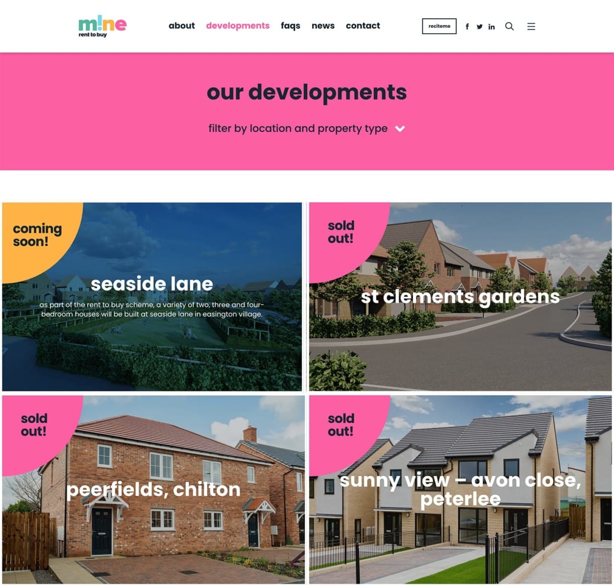 Mine Believe Housing Developments web design