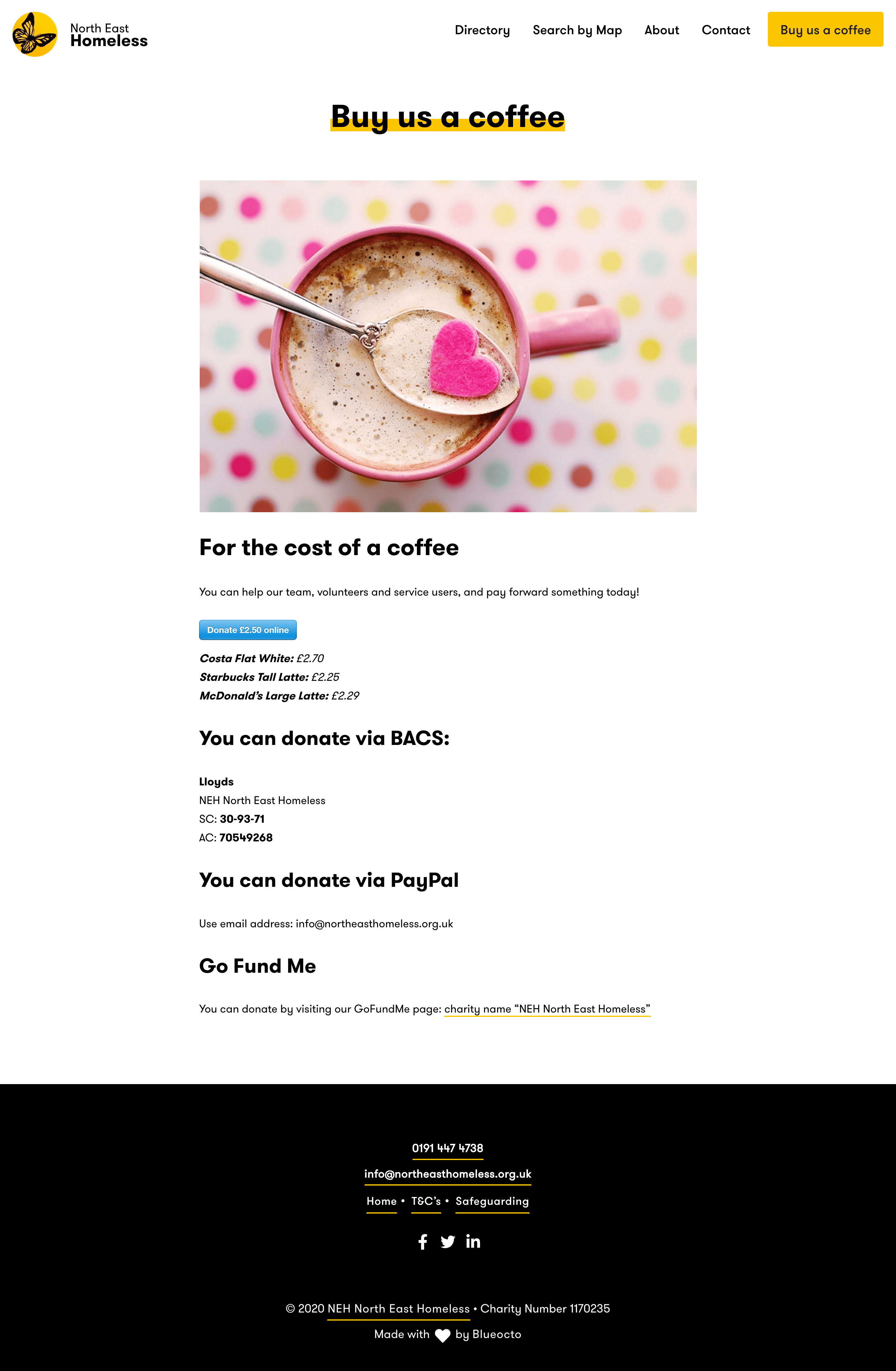NEH North East Homeless, responsive WordPress website