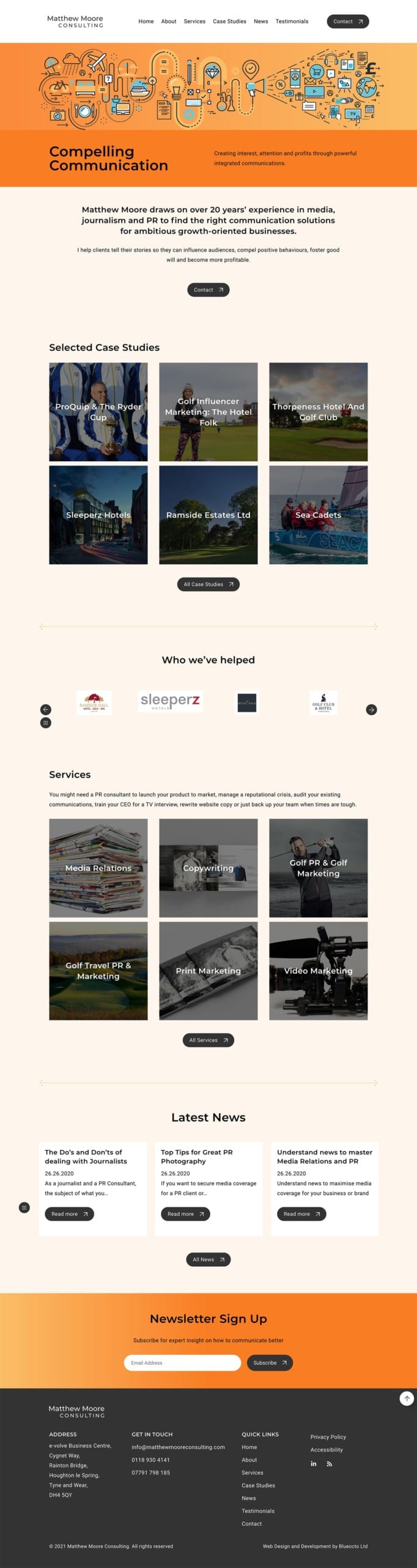 Matthew Moore Consulting, custom Homepage web design