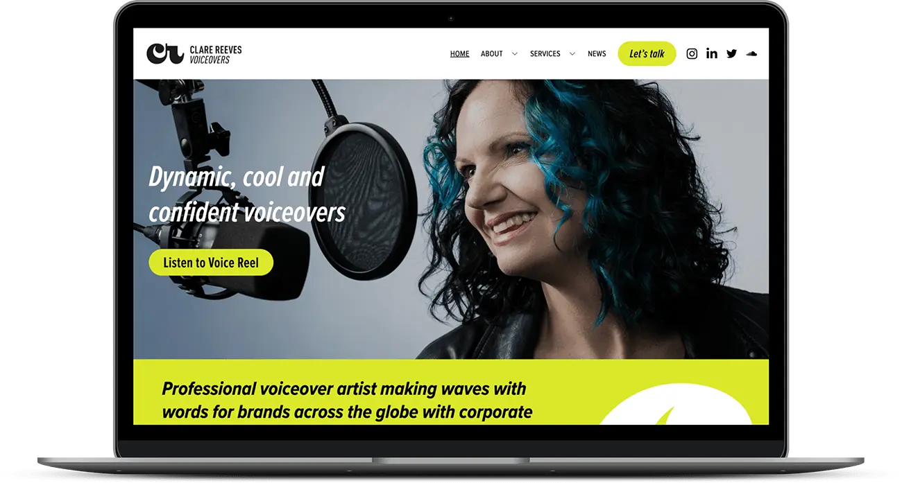Clare Reeves Voiceovers. Custom WordPress Development