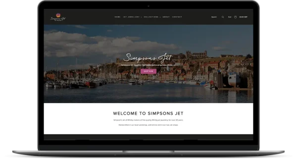Simpsons Jet Jewellery of Whitby, responsive Shopify website